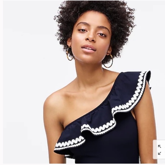 🆕 J crew One-shoulder ruffle one-piece AJ650 - Picture 3 of 7